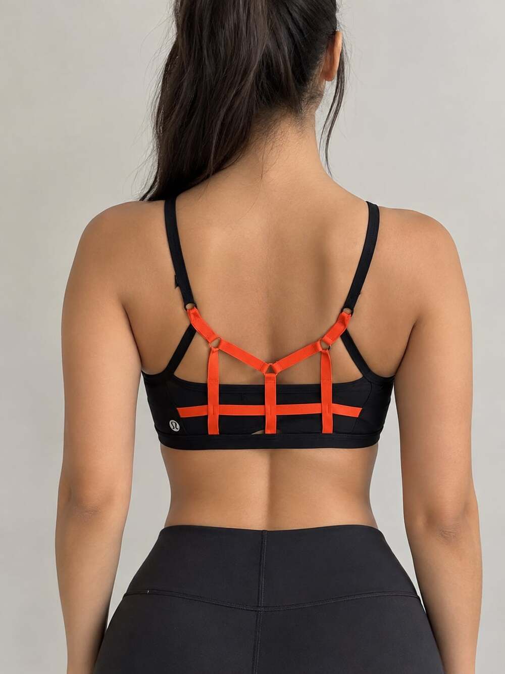 Lululemon Sports Bra Size 8 Black Camo Strappy Red Back